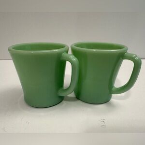 Vintage Fire King Jadeite D-Handle Coffee Mugs 2 Pieces